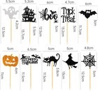 60pcs Halloween Cupcake Toppers glitter Happy Halloween Cupcake Picks Bat Pumpki