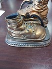 Bronzed Baby Shoe Book Ends Display Copper Color Nursery Library Decor Vintage