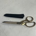 Gingher Nickel Gold Handled Knife Edge Dressmaker Shears 8  Used Scissors Sheath