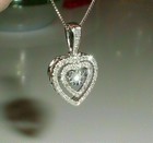 2 Ct Round Cut Moissanite Heart Pendant With Free Chain 14k White Gold Plated