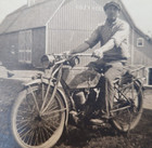 Antique Photo Man On Motor Bike Excelsior Circa 1910 Harley Davidson