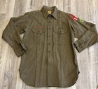Vintage 40s Wwii Era Bsa Green Wool Shirt Uniform Boy Scouts Of America Patches