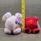 Lot Of 2 Puffkins Plushes Plush Bruno Red Bull Petals Pink Elephant Animals