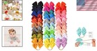 30 Multi-colored Baby Hair Bows With Soft Nylon Headbands - One Size Fits All