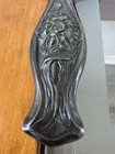 Antique Art Nouveau Hand Mirror Silver Plate Floral Repousse Vanity