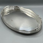 Extra Large Antique Silver Plated Butler Serving Tray Deep Gallery Cocktail
