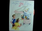 Vintage  7th Birthday - Rotating Circus Pictures    Birthday Greeting Card