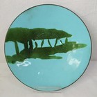 Vintage Enamel On Copper 7 5  Shallow Dish Abstract Signed Mary Klein 1977 