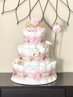 3 Tier Pink   Gold Princess Diaper Cake Baby Shower Girl