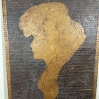 Antique 1900s Flemish Art Pyrography Wood Burning Plaque Gibson Girl Profile
