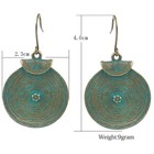 Handmade Unique Bohemian Tribal Hoop Spiral Earring Vintage Green Bronze Round G