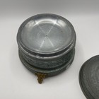 Vtg Victorian Aluminum Footed Vanity Powder Puff Music Trinket Box Works 4 75  T