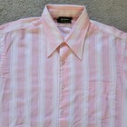Vintage 70s Mel Coburn Dress Shirt Size 16-34 White Pink Woven Stripe Union Made