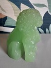 Vintage Chinese Carved Green Jade Foo Lion - 3 5   Tall Sculpture - 11 Oz