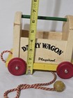 Vintage Playskool Wooden Dairy Wagon Pull Toy No 140 1950s Milk Truck