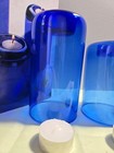 Set Of 3 Cobalt Blue Glass Tealight Candle Holders Mcm New 