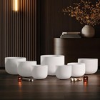 7 Pcs 432hz Frosted Quartz Crystal Singing Bowls With Carrying Cases