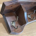 Vintage Solid Wood Wall Shelf With Three Brass Hooks 18    Length