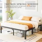 Metal Bed Frame  16 Inch  Black  Easy Assembly  No Box Spring Needed
