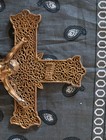 Vintage Crucifix Cross Gold Ornate  Filigree Metal Brass Wall Hanging
