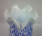 Vintage 1999 Royal Gallery Art Glass Blue White Flower Vase Poland 9 Inch