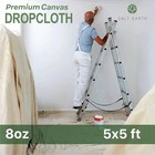 5x5 Ft 100  Recycled Cotton Canvas Drop Cloth Reusable Painter Cover For Diy 