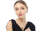 Fashion Women Jewelry Set Crystal  big Lucky Flowers Pendant Necklace Earrings 