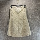 Modern Trousseau Wedding Bridal Strapless Mini Lace Dress Floral Ivory Silk S