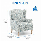 Floral Wingback Accent Armchair Upholstered Vintage Living Room Reading Chair