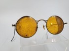Antique Wwii Era Amber Welsh Driving Sunglasses Spectacles Old Steampunk Glasses