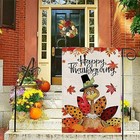 Happy Thanksgiving Garden Flag With Turkey   Pumpkins Double Turkey Flag-qz10