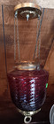 Victorian Cranberry Glass Swirl Hanging Lamp Shade W brass Hardware  Hall Foyer