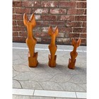Vintage Mcm Hand Carved Wood Siamese Cat Figurine Trio Lina Vizcarra Style Set