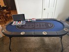 Texas Hold em Poker Strategy Table With Cup Holders  Foldable Legs  And Chip Set
