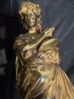Pair Of Antique French Bronze Statues On Black Marble Bases