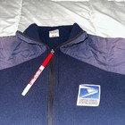 Vintage Usps Employee Jacket M Medium Full Zip Fleece Navy Blue Reflective Flaw