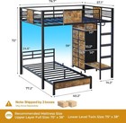 Full Over Twin Bunk Bed W  8 Storage Drawers Metal Loft Bed W  Led Lights  