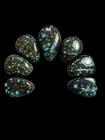 High Grade Hubei Super  Rare Multi Color Micro Spiderwebs Turquoise Cabochon Set