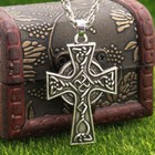 Men s Large Celtic Christian Cross Irish Knot Pendant Necklace 4mm 22  Chain