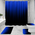 4 Pcs Royal Blue And Black Gradient Shower Curtain Set With Rugs And Toilet Lid