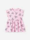 Children s Bow-print Ruffle Sleeve Casual Dress