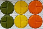 Six Vintage Enamelware Dinner Plates In Great Condition 