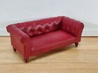 Dollhouse Sofa Couch Faux Leather 1 12 Scale Miniature Furniture Burgundy Red