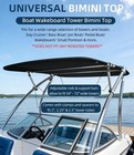 Universal Wakeboard Tower Mounted Flat Cargo Bimini Top Cover 600d Canvas Frame