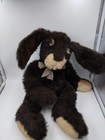 Russ Berrie 16  Plush Black Bunny Plaid Bow Vtg Easter Rabbit