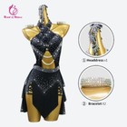 Black Party Dress Latin Dance Costume Sexy Competition Clothes Skirt Practice
