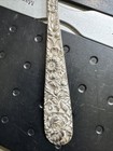 Vintage S  Kirk   Son Sterling Rose Repousse Floral Fork 7 25    Silver Flatware