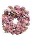 Blush Door  Wreath Fall To Winter Decor With Pink Roses And Silver Ornaments 12 