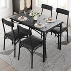 5 Piece Dining Set Kitchen Table And Chairs 4 Upholstered Chairs Metal And Wood