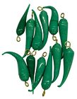 12 Vintage India Glass Green Chili Pepper Pendants charms beads 1 1 2  - 2 
